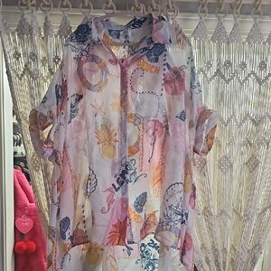 Sheer Coastal Cover Up Top